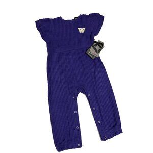 NEW Washington Huskies Colosseum Athletics Waffle Weave Girls Romper 6-12 Mos.